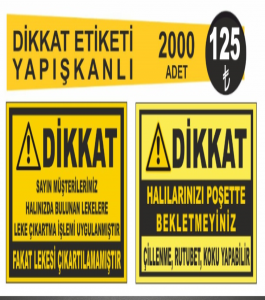 HALI YIKAMA DİKKAT ETİKETİ 1000 ADET