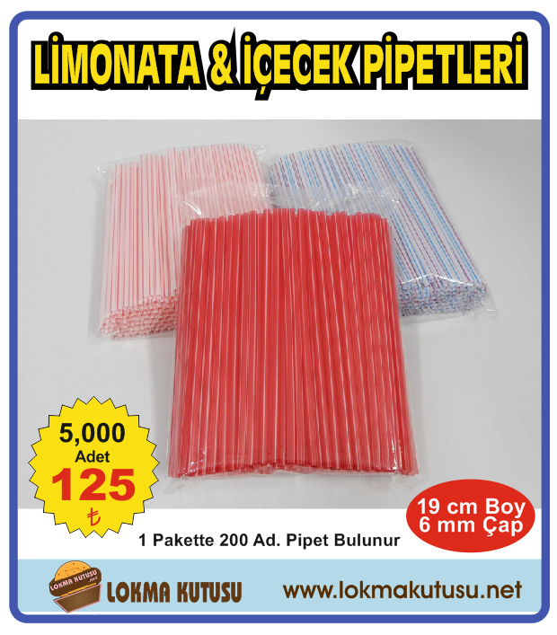 LİMONATA VE İÇECEK PİPETLERİ 5000 ADET